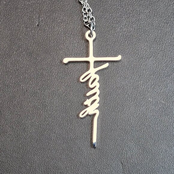 Silver "Faith" Cross Pendant Necklace (NWOT) - Picture 3 of 5